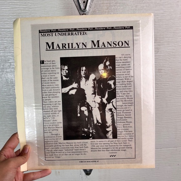 Other - 1996 Marilyn Manson Circus Magazine Original Article Daisy Berkowitz Rock